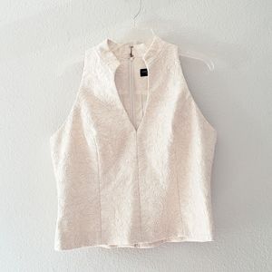 Carmen Marc Valvo Lace Beaded Silk Ivory Top